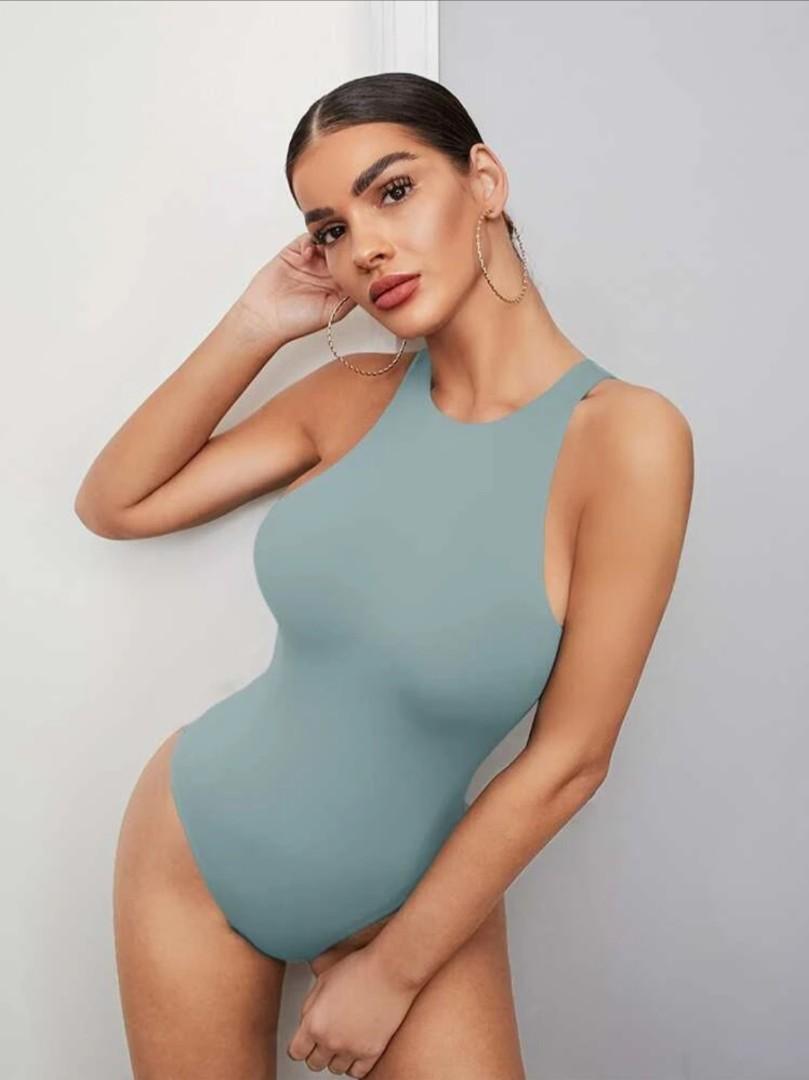 SHEIN BAE Solid Tank Bodysuit