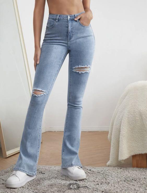 SHEIN PETITE High Waist Flare Leg Jeans