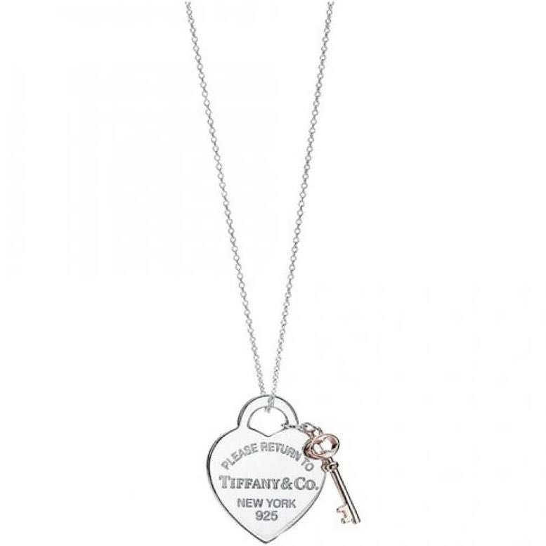 Tiffany Co Heart Tag with Key Pendant Necklace Women s