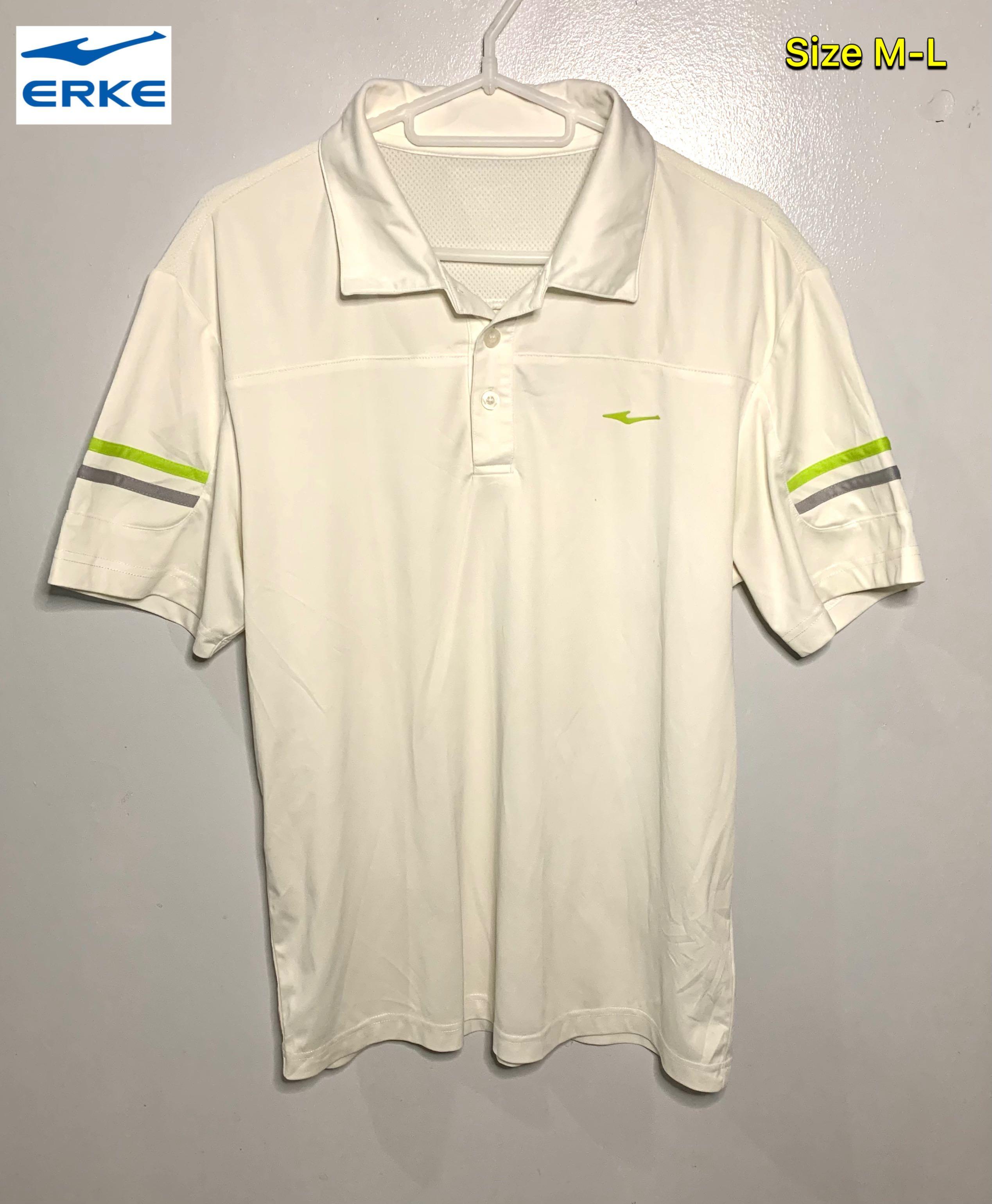 White polo shirt/men/sports polo/Branded/Erke, Men's Fashion, Tops