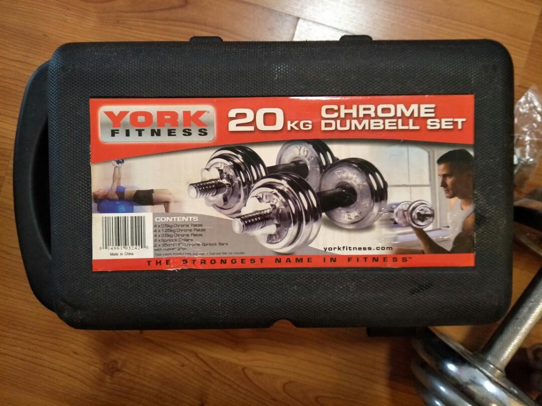 York 30 lb hotsell adjustable chrome dumbbell set