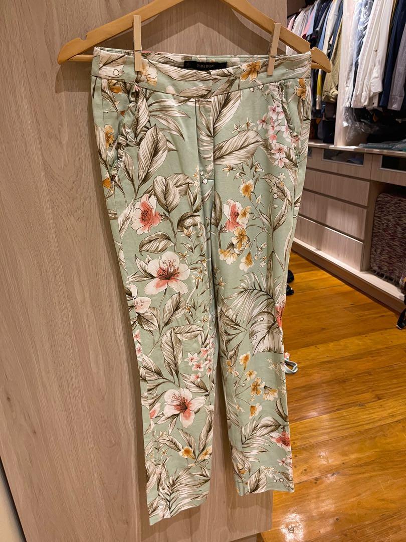 Zara Floral Pants, Women's Fashion, Bottoms, Other Bottoms on Carousell