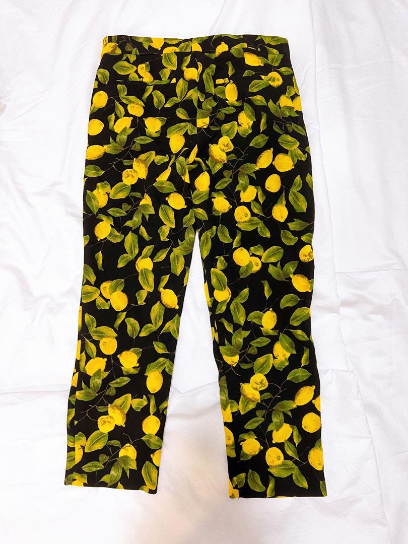 Zara Lemon Printed Capri Pants EU M 
