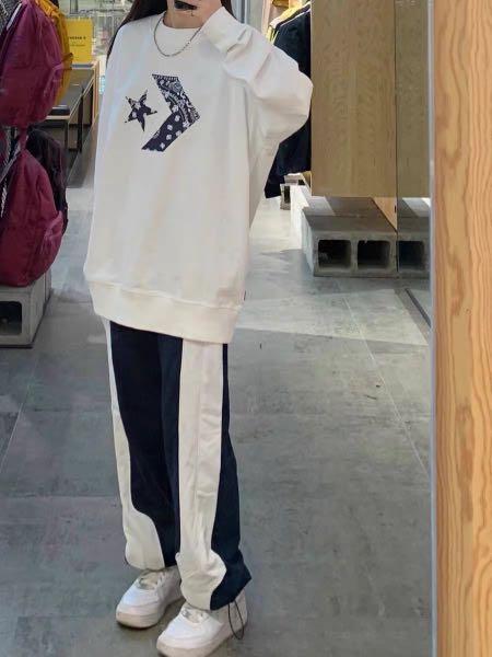 1916 tumblr basic ulzzang navy blue colour block white highwaist