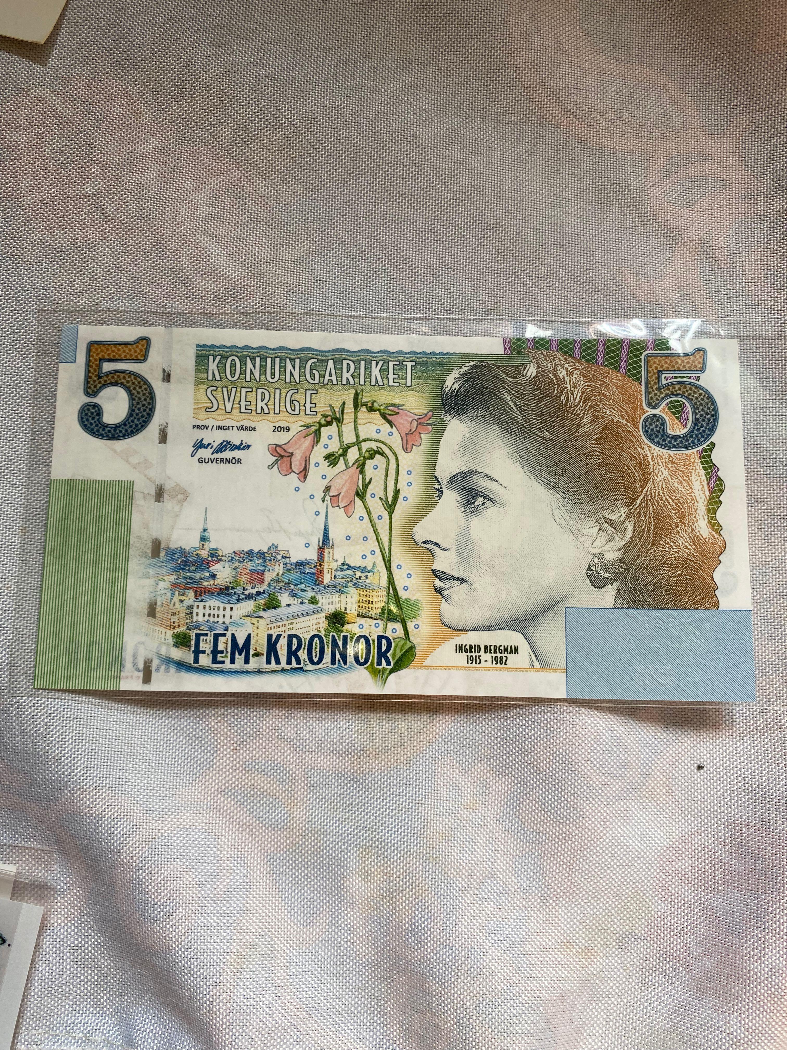一張瑞典纪念鈔，限量發行，售價250, 興趣及遊戲, 收藏品及紀念品, 錢幣- Carousell
