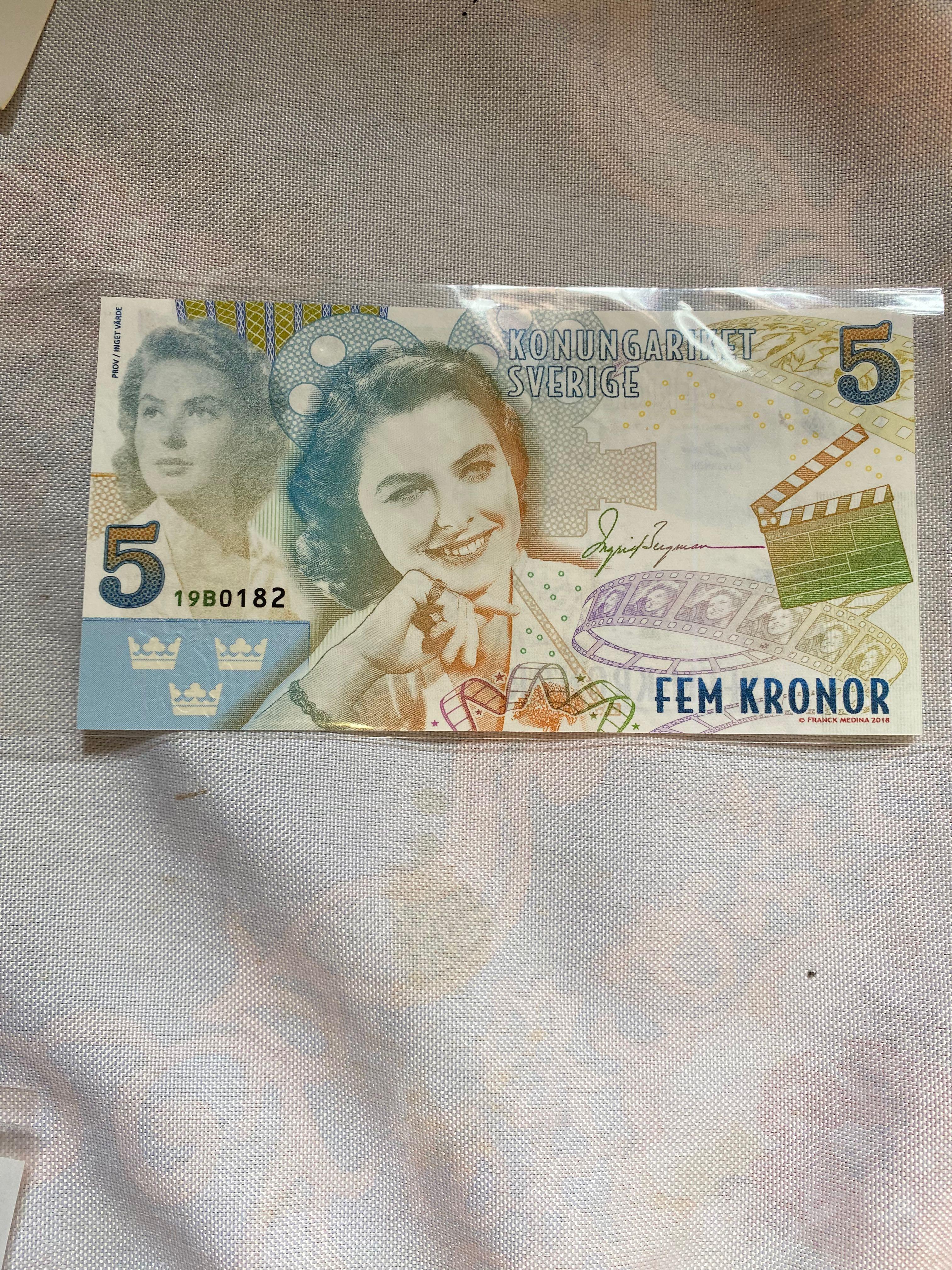 一張瑞典纪念鈔，限量發行，售價250, 興趣及遊戲, 收藏品及紀念品, 錢幣- Carousell