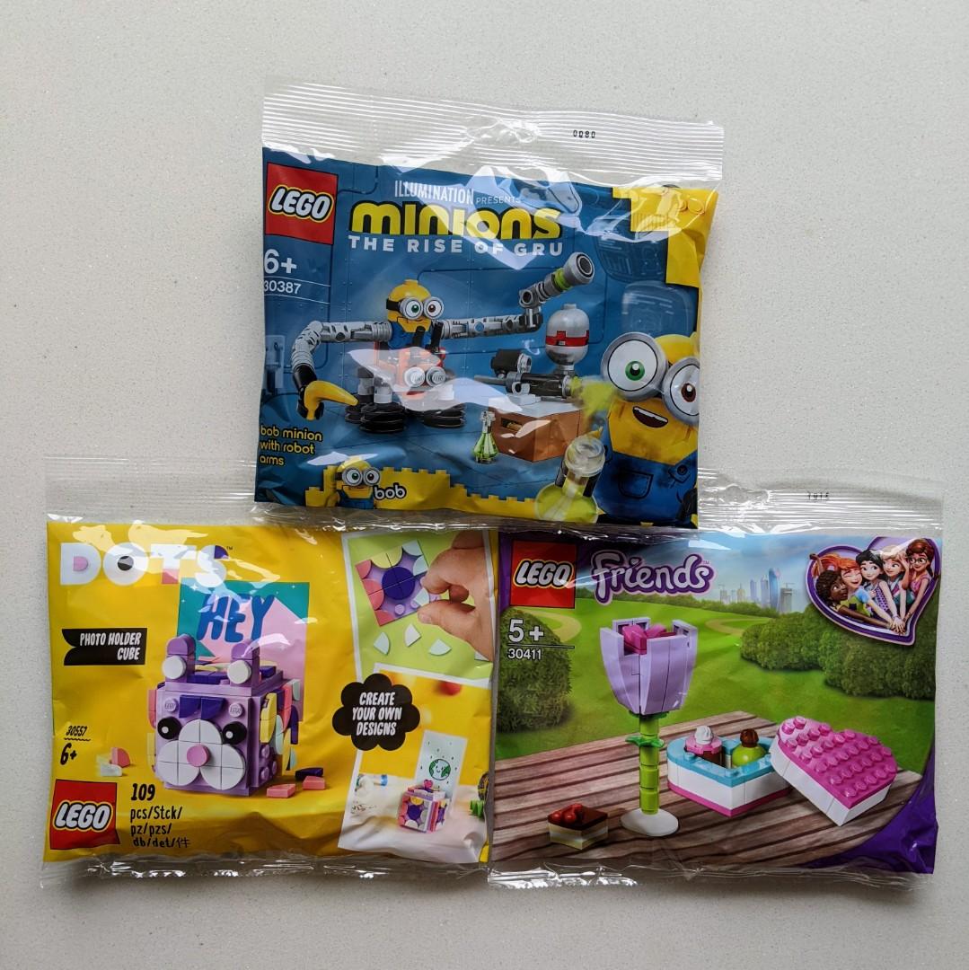 3 LEGO Polybags: 30387 Bob Minion with Robot Arms + 30411 Friends 