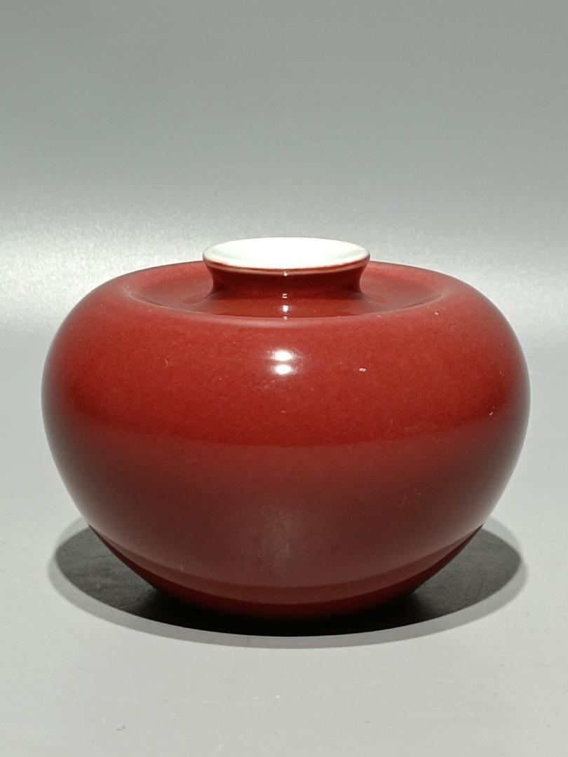 中國 清時代 紅藍窯變釉 打底頻果尊 - 工芸品