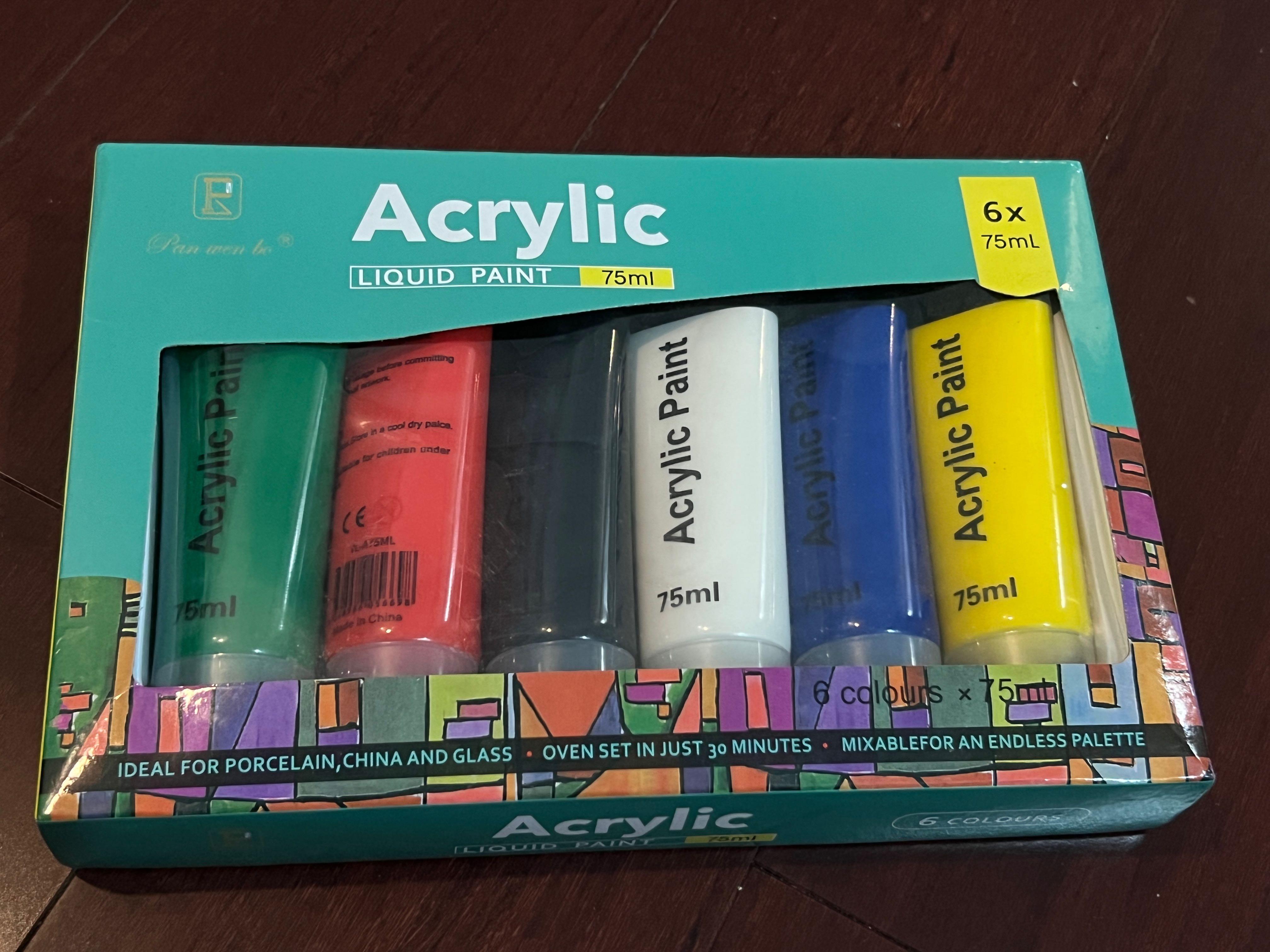 Acrylic Liquid Paint 6 x 75 ml, Hobbies & Toys, Stationary & Craft, Art