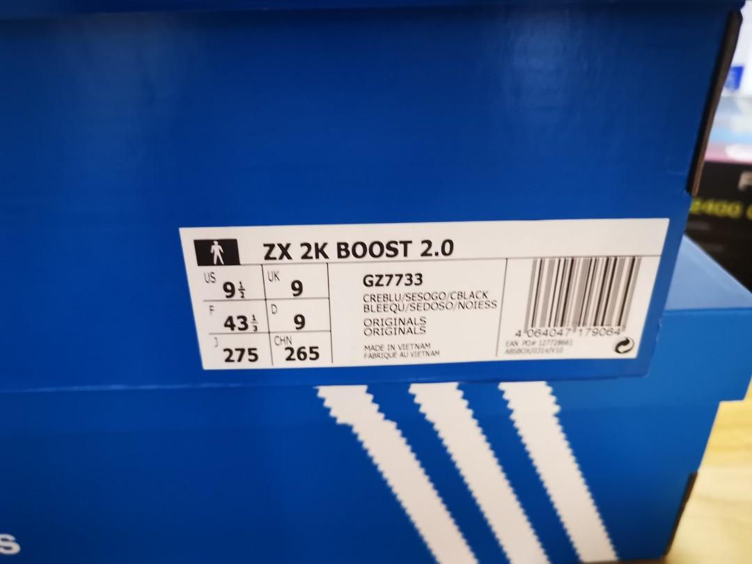 Paralizar Suplemento Comida sana Adidas ORIGINALS ZX 2K Boost 2.0 Shoes Men blue Sneaker GZ7733 size UK 9,  Men's Fashion, Footwear, Sneakers on Carousell