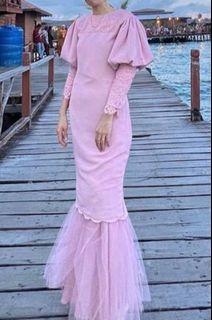 alva kurung hijabistahub baju raya lilac dusty pink