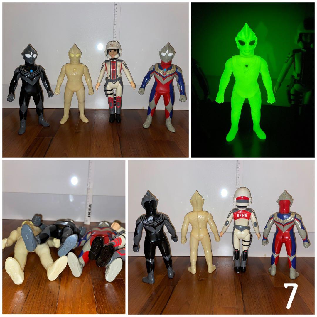 Assortment of Ultraman Characon Gamora and Red King rc figures Kaiyodo Bullmark Ultraman Tiga Rena jal color (Category: Toy Figures) located in Singapore. Submitted by atomu (Listing ID 1006749056, Image 6). Description: Refer below to pricing of individual number: 1) Set of 3 Bullmark - Ultraman, Return of Ultraman & Ultraseven aurora version. MIB - $600 3) Marusan Ultraman 450 Glow in the Dark version Miyazawa Distribution Limited (MIB) - $380 