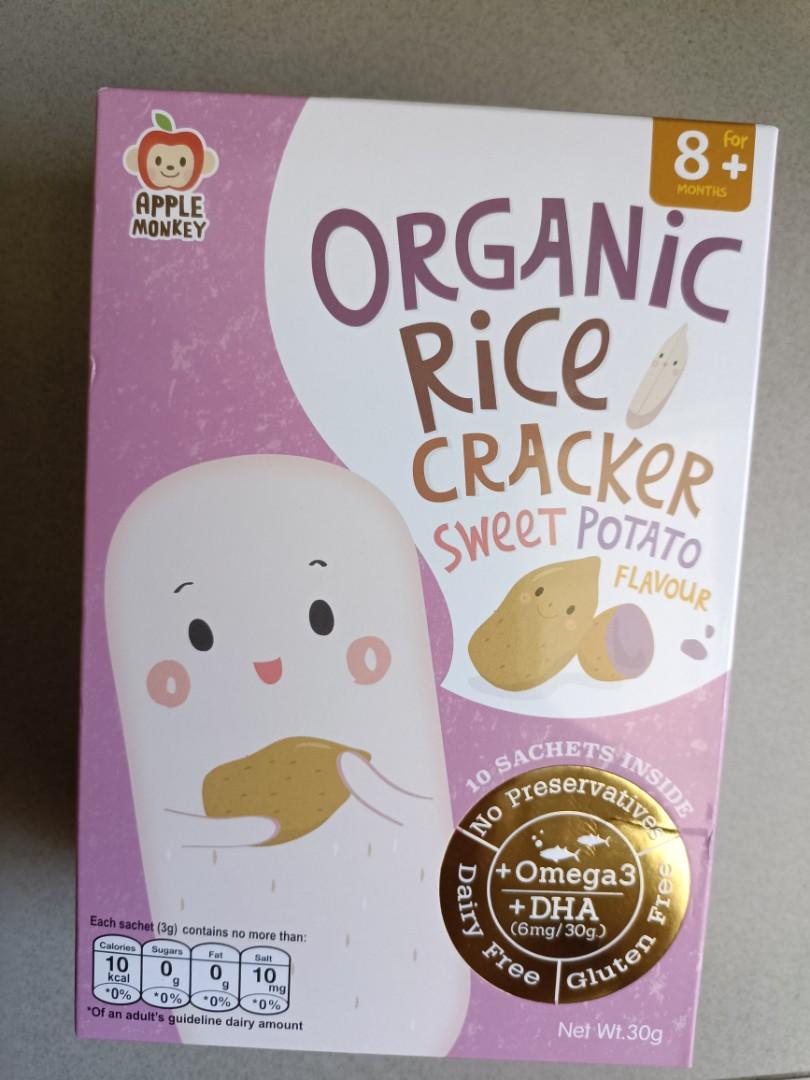 APPLE MONKEY Organic Rice Cracker 30g (10 sachets) for 6 months, Babies