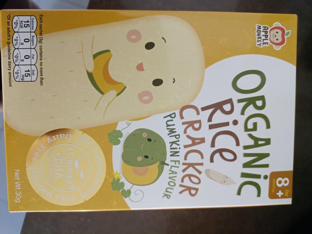 APPLE MONKEY Organic Rice Cracker 30g (10 sachets) for 6 months, Babies