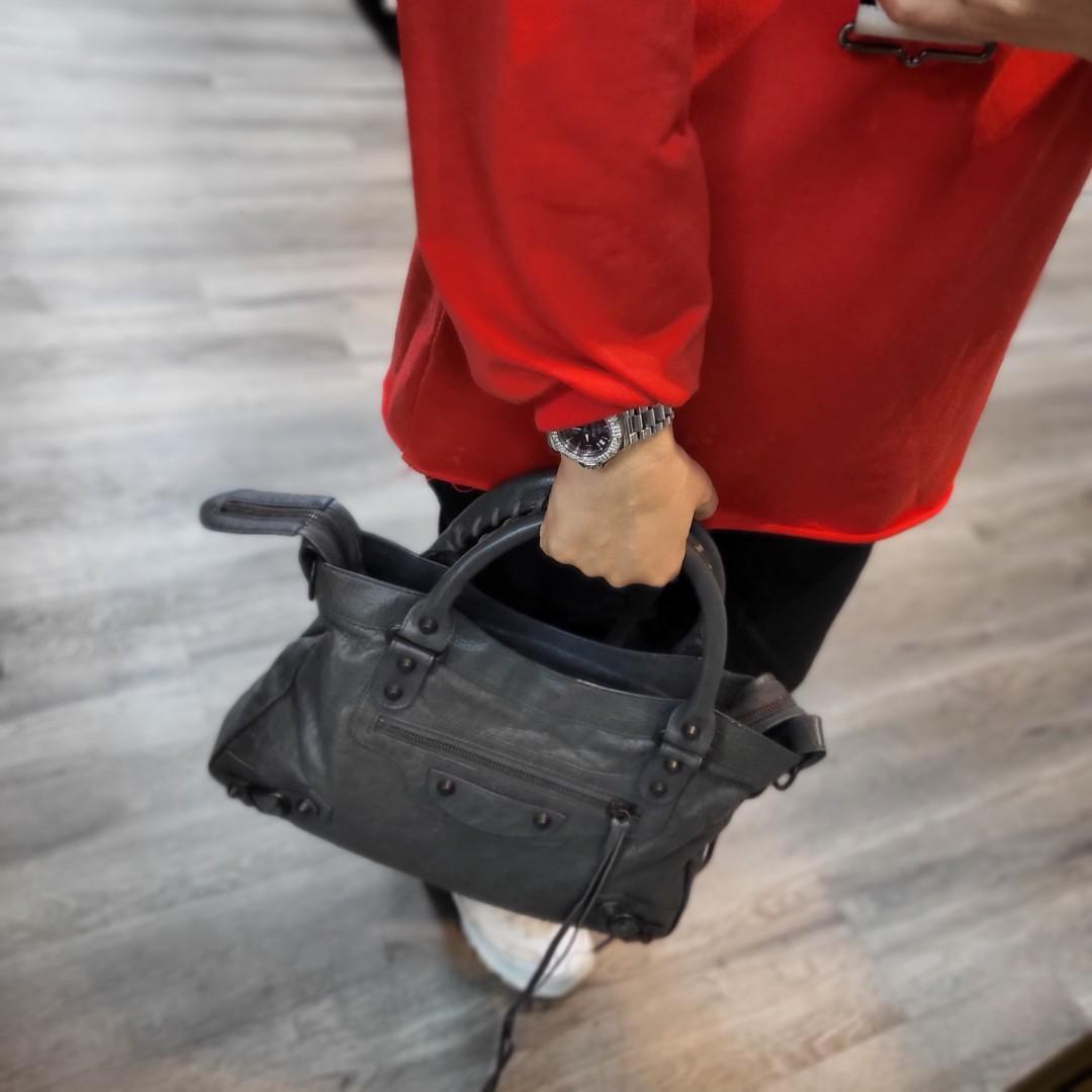 Balenciaga classic town bag outlet anthracite with outside pocket