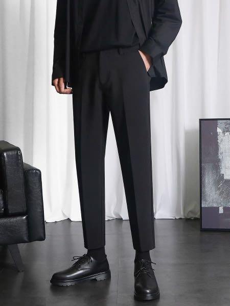 Black Tapered Formal Pants, Men's 