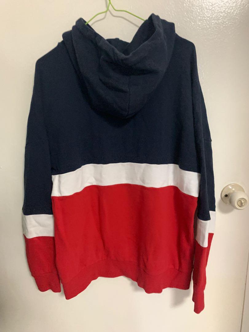 Red white and blue hoodie h&m best sale