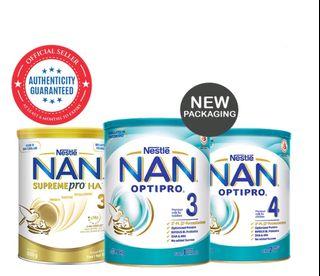 Brand New NAN OPTIPRO/ HA/ OPTIPRO GRO/ SUPREMEPRO -Premium Hypoallergenic Follow Up Formula Milk- Stage 3/ Stage 4 - Free Courier (100% authentic)