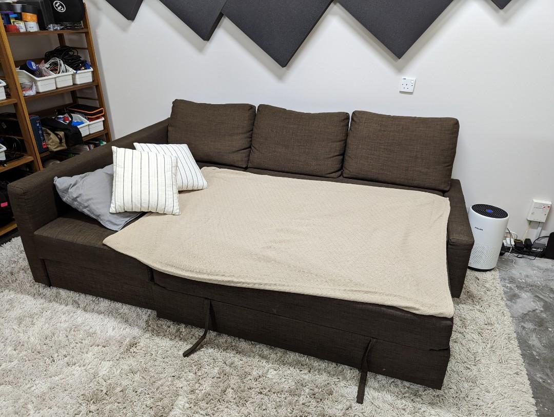 Brown IKEA PullOut Couch with Chaise, Furniture & Home Living