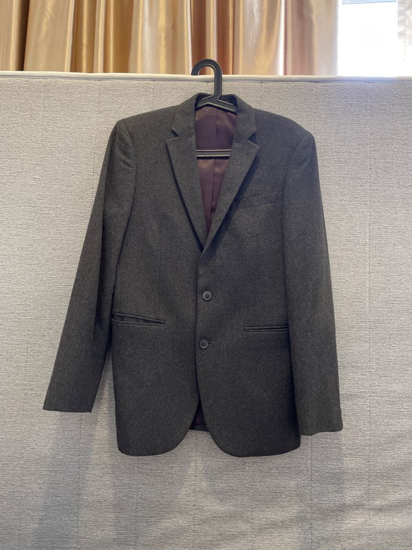 Mens dark grey blazer sale