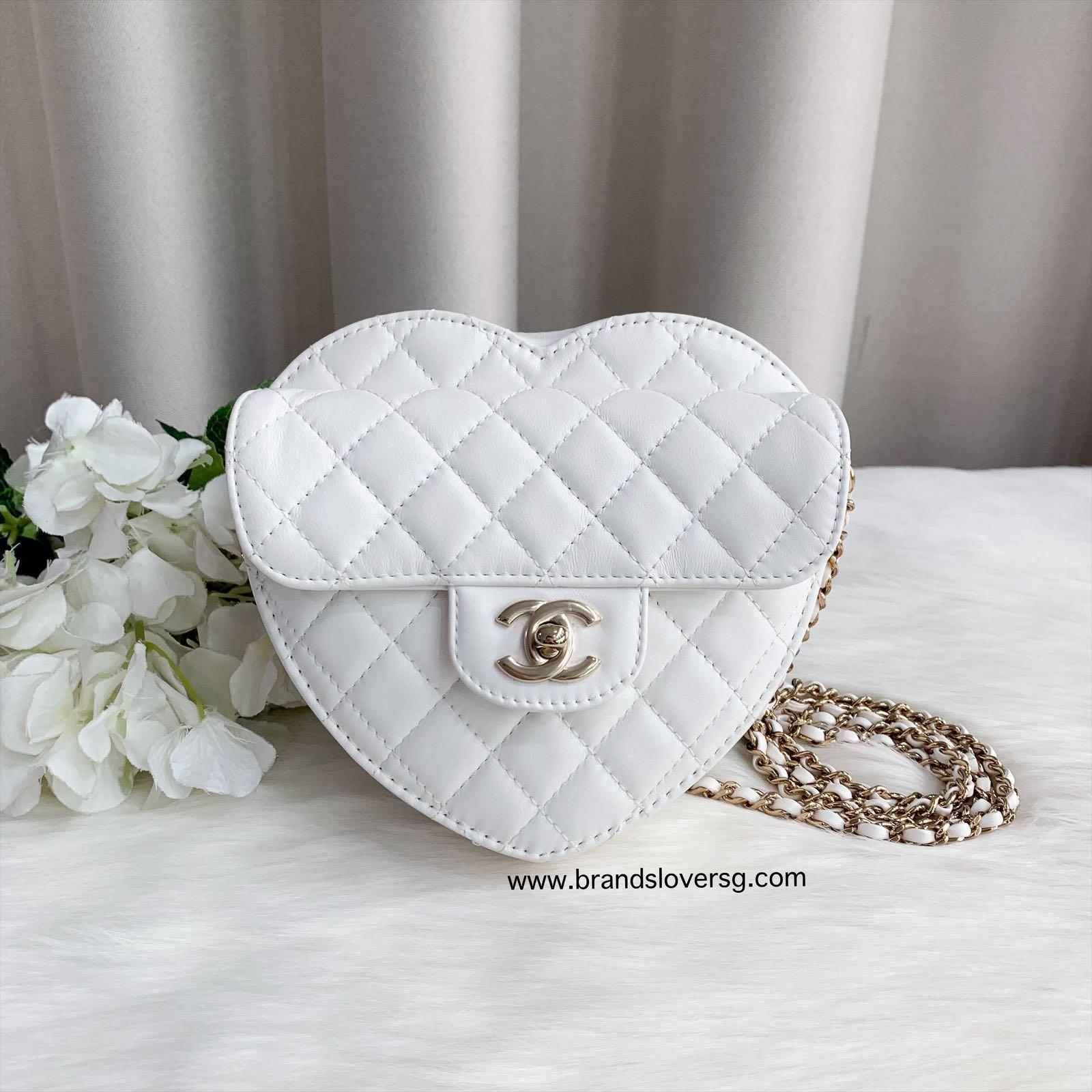 Chanel Heart Bag 22S White Lambskin in Lambskin Leather with Gold