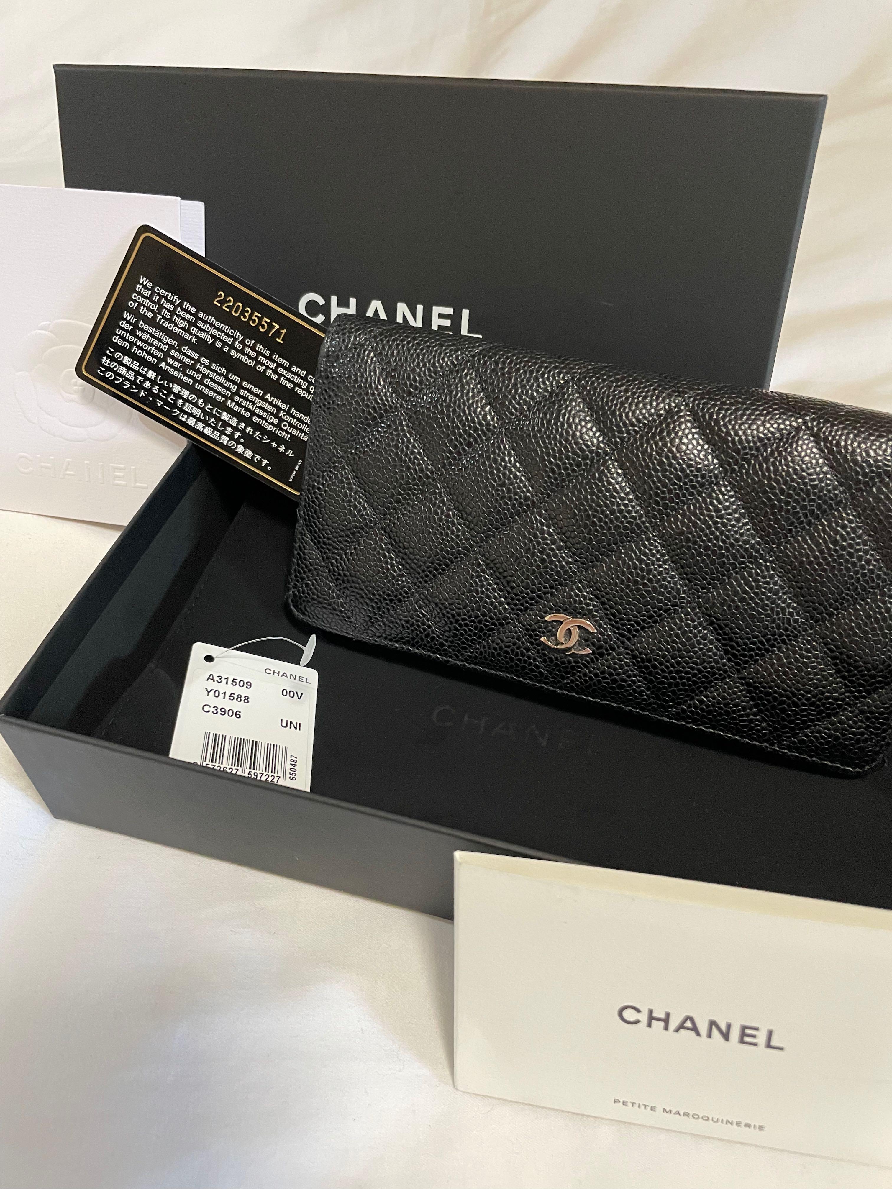 CHANEL, Bags, Chanel Black Caviar Like A Wallet Flap Bag 22c