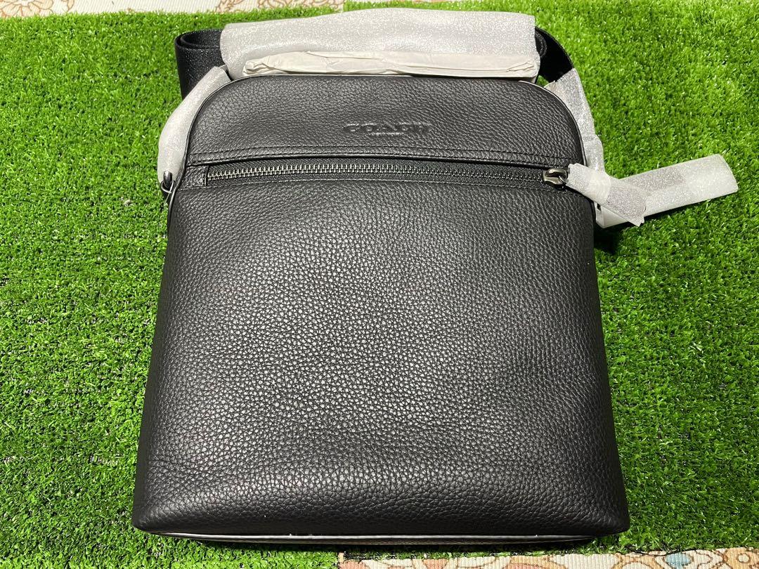 Authentic Coach Houston Flight/Messenger Bag Smythe Leather Black, Men