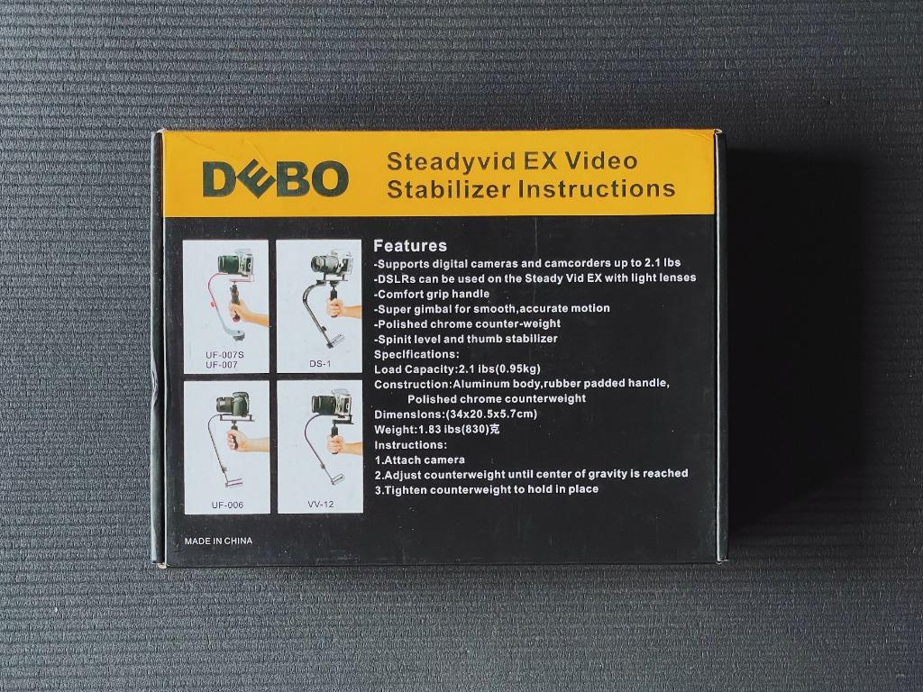 Debo Steadyvid EX Video Stabilizer (Category: Gimbals & Stabilizers ) located in Mandaluyong City. Submitted by _banandi (Listing ID 1164557964, Image 3). Description: DEBO STEADYVID EX VIDEO STABILIZER ✦ bought for ₱1,550 at L/azada ! ✦ purchased for video work but focused on photography instead ✦ great for small-sized and light cameras ✦ includes original box packaging as pictured above —— rfs : decluttering ! —— pls send message for more detai