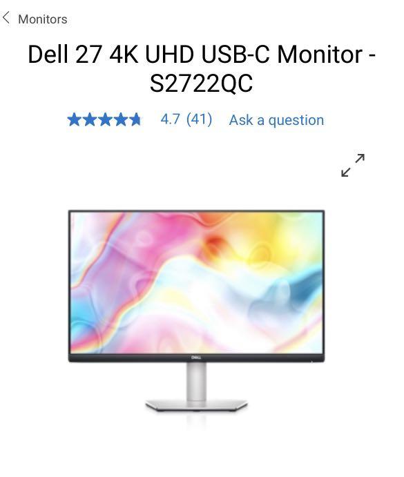 Dell 27 4k UHD USBC Monitor S2722QC, Computers & Tech, Parts