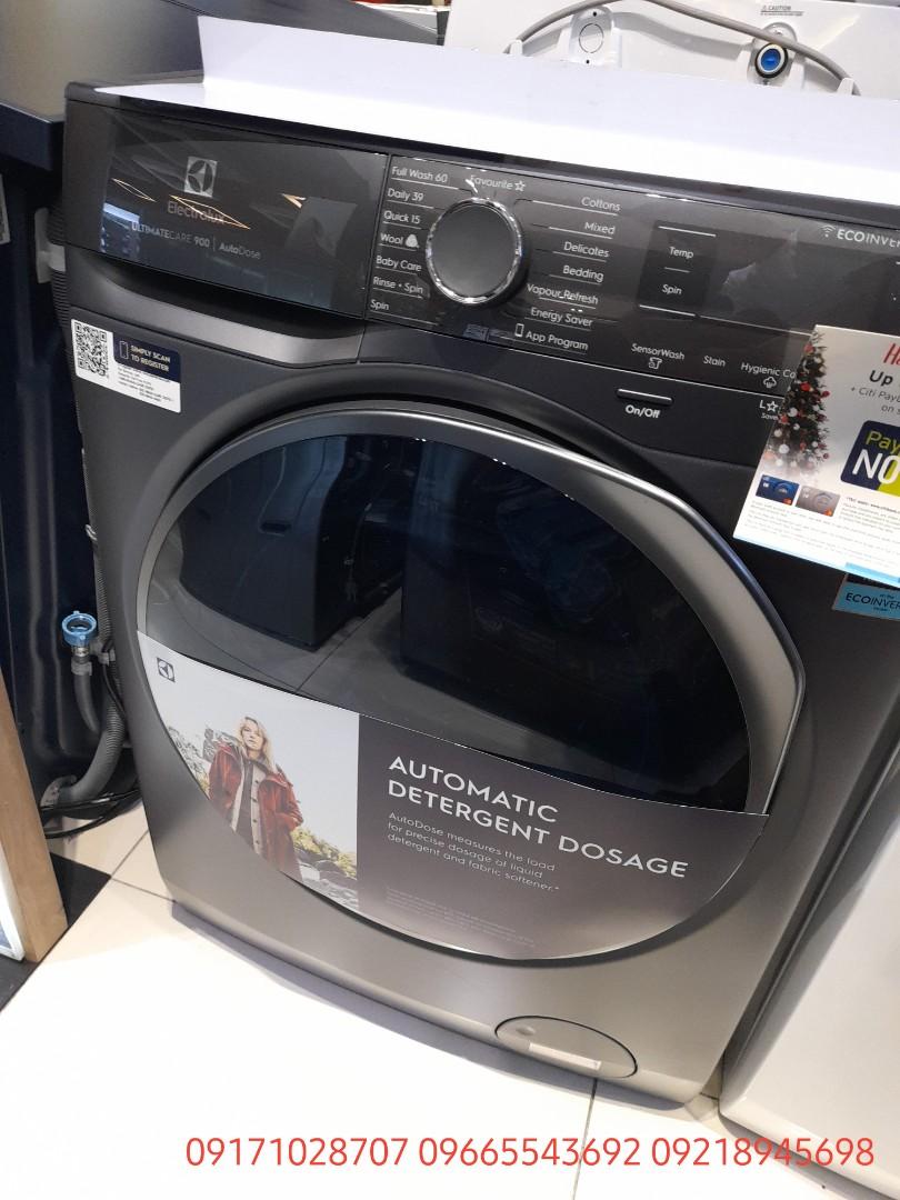 Electrolux Frontload and Topload Washing Machine (Category: Washing Machines and Dryers) located in Manila. Submitted by almnantnr (Listing ID 1164623938, Image 2). Description: TOPLOAD 7.5kgs EWT75881WB - 13,550 8.5kgs EWT8588H1WB - 15,950 9.5kgs EWT9588H1WB - 16,450 10.5kgs EWT0H88M1SB - 20,350 10.5kgs EWT0H88H1WB - 16,950 12kgs EWT2H88M1SB - 22,950 FRONTLOAD 100% 11/7kgs EWW1142R7MB - 49,950 10/7kgs EWW1024P5M - 43,700 9/6kgs EWW9024P5WB - 39,