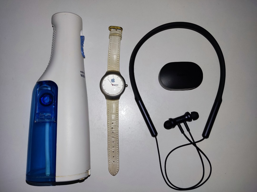 (Faulty items) IKEA Clock, Water flosser, Watch, Bluetooth earphones