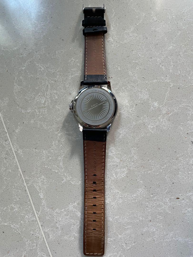 French Connection Black Leather Strap Watch FC1002