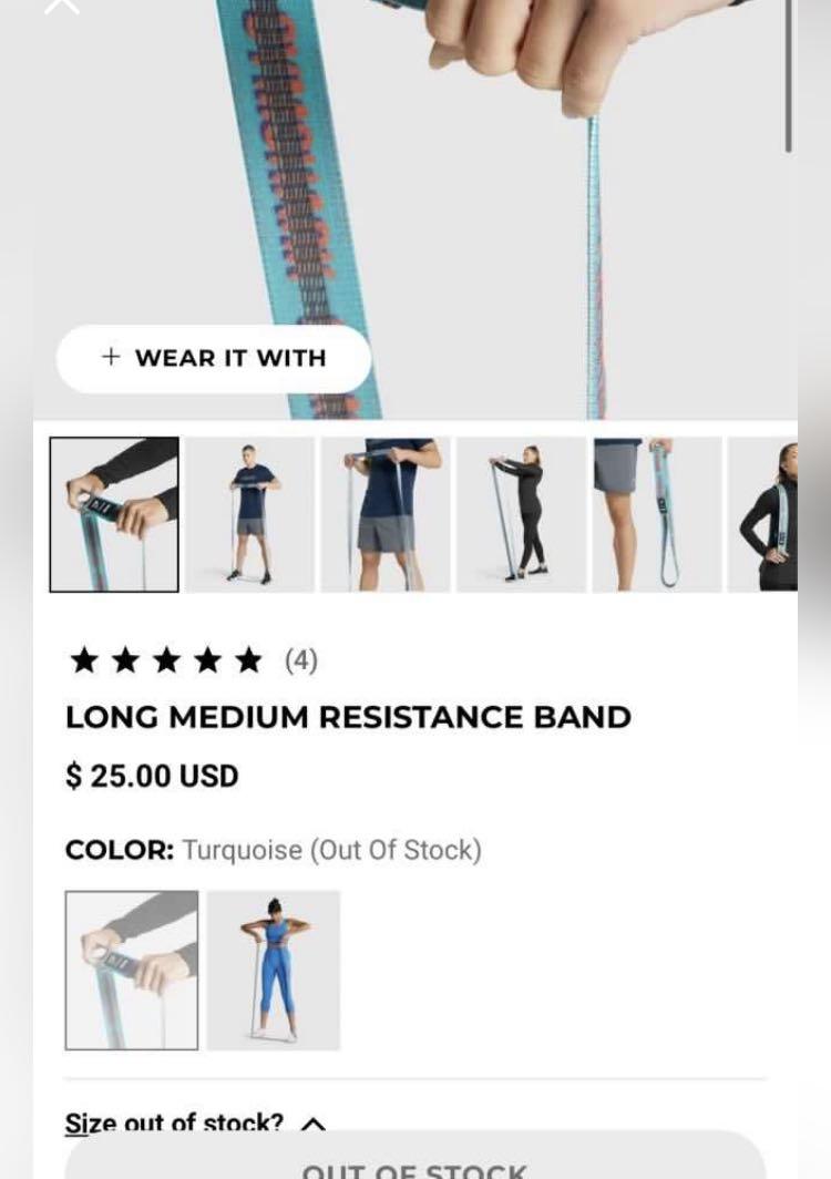 Gymshark Resistance Band, Sports Equipment, Exercise & Fitness, Toning