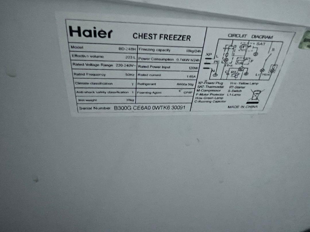 Haier Chest Freezer 203L, TV & Home Appliances, Kitchen Appliances