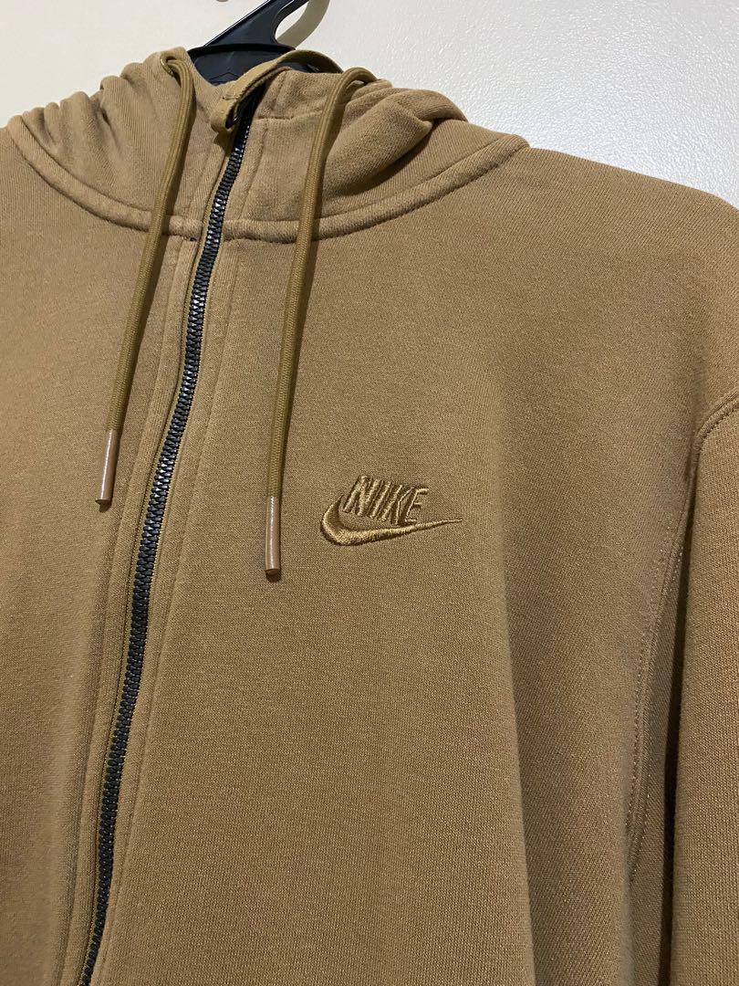 tan nike zip up hoodie