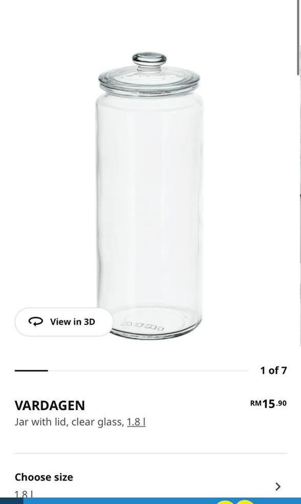 Ikea Glass Jar Large, Furniture & Home Living, Kitchenware & Tableware