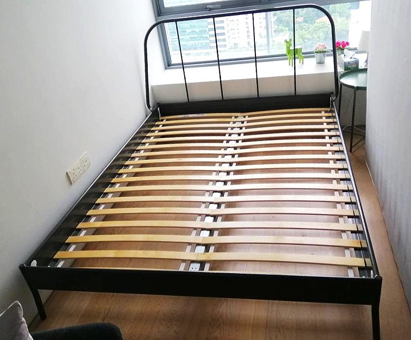 IKEA KOPARDAL QUEEN BED FRAME WITH SLATTED BED BASE, Furniture & Home Living, Furniture, Bed
