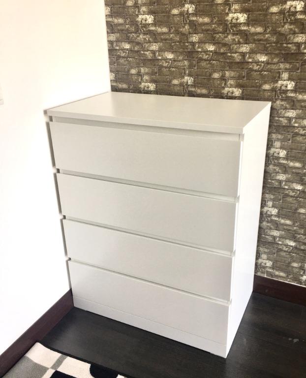 IKEA MALM Chest of 4 drawers, white, Furniture & Home Living, Furniture