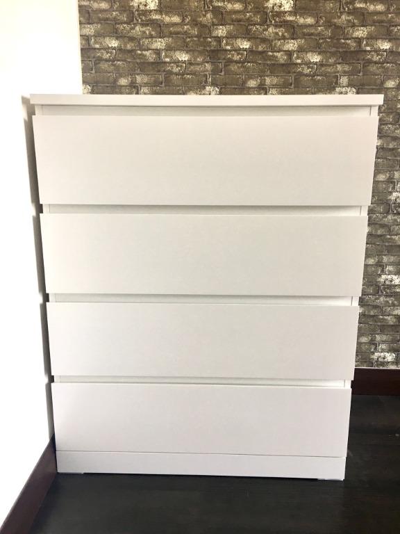 IKEA MALM Chest of 4 drawers, white, Furniture & Home Living, Furniture