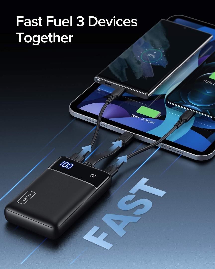 INIU Power Bank, Lightest USB C 10000mAh Portable Charger Builtin 3