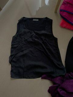 Jacqui E Black Ruffle Layered Sleeveless Top
