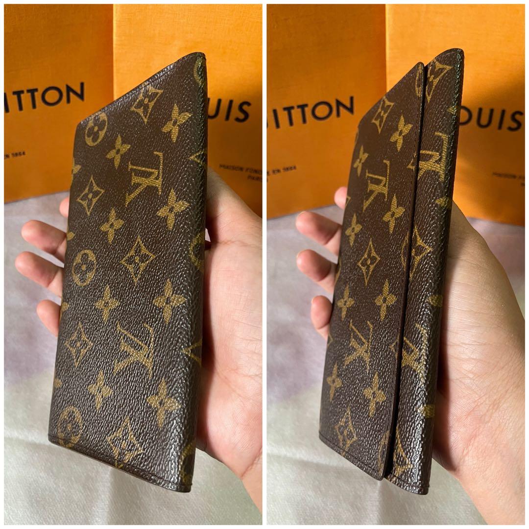 AUTH LOUIS VUITTON MONOGRAM BROWN LEATHER LONG FLAP WALLET ID WINDOW UNISEX