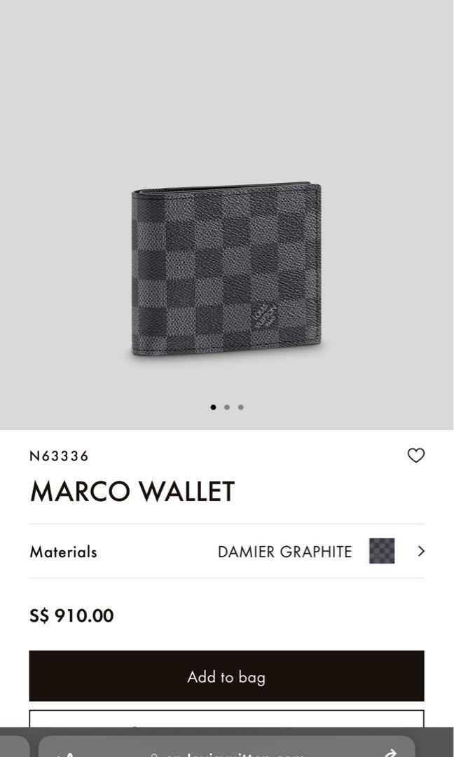 Louis Vuitton Marco Wallet Damier Graphite