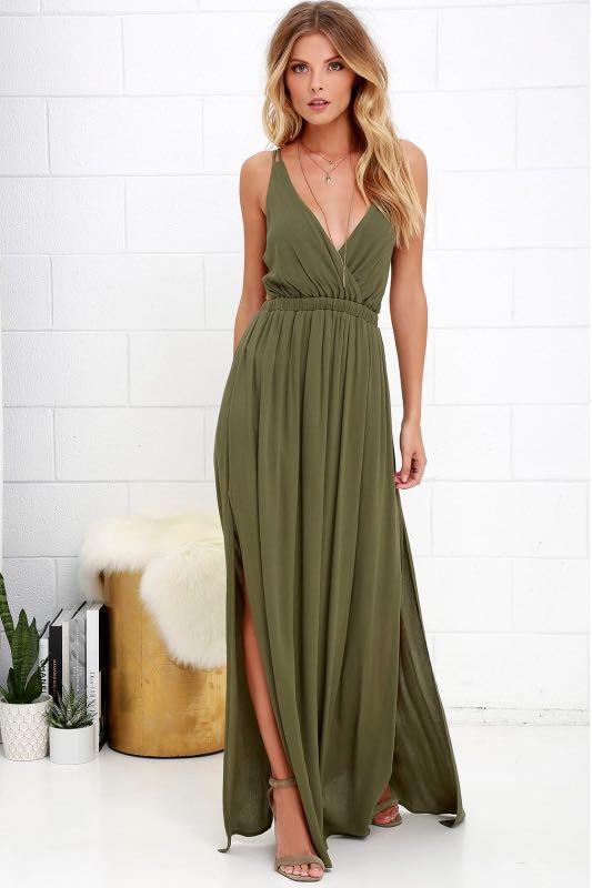 Olive green maxi dress