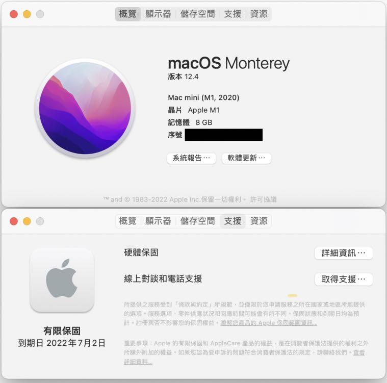 Mac mini M1 8G/256G 保固內，原價：21900元