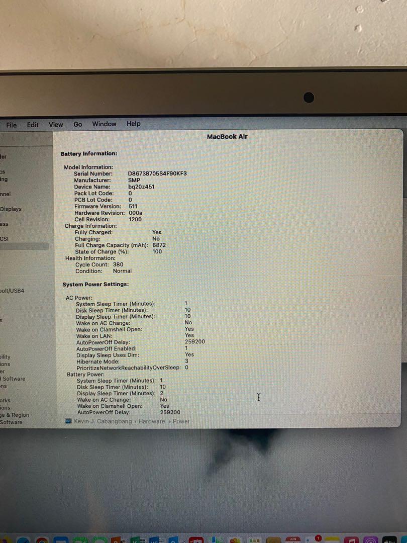 Macbook Air For Sale! (Category: Laptops & Notebooks) located in Caloocan City. Submitted by kevinjc (Listing ID 1164452655, Image 1). Description: Macbook Air 2017 For Sale!!! Pls check the pictures for the specs Inclusion: ✔️ laptap bag ✔️ charger original ✔️unit .