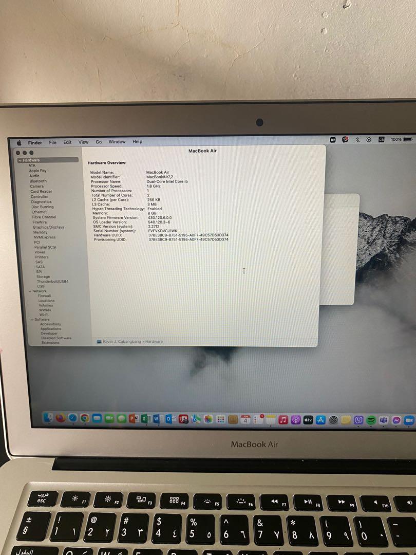Macbook Air For Sale! (Category: Laptops & Notebooks) located in Caloocan City. Submitted by kevinjc (Listing ID 1164452655, Image 2). Description: Macbook Air 2017 For Sale!!! Pls check the pictures for the specs Inclusion: ✔️ laptap bag ✔️ charger original ✔️unit .