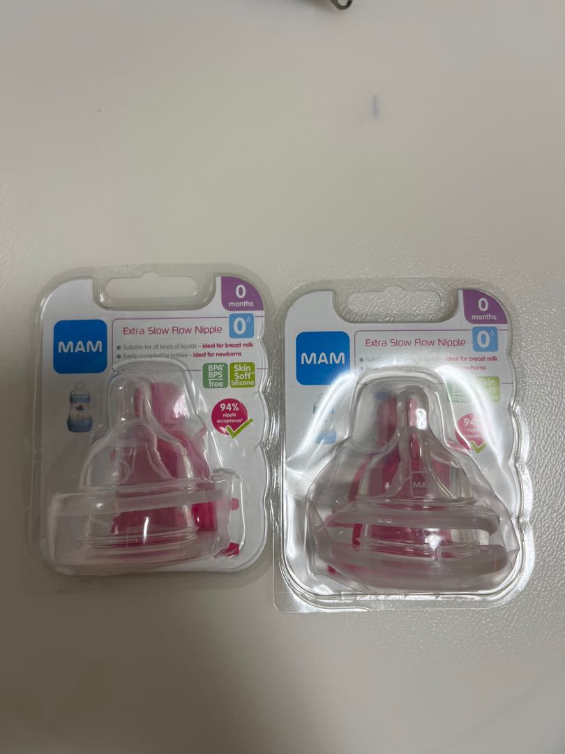 MAM Extra Slow Flow Nipples (2 x 2nos), 兒童＆孕婦用品, 護理及餵哺, 護理及餵哺 母乳及奶瓶