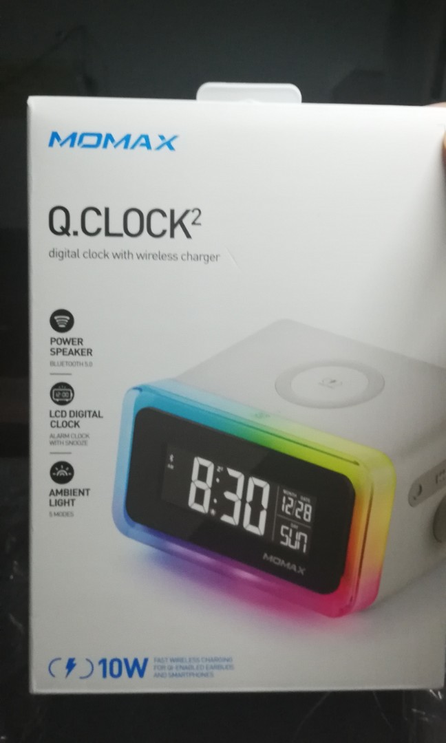 Momax Q.Clock2 Digital Clock with Wireless Charger and Bluetooth
