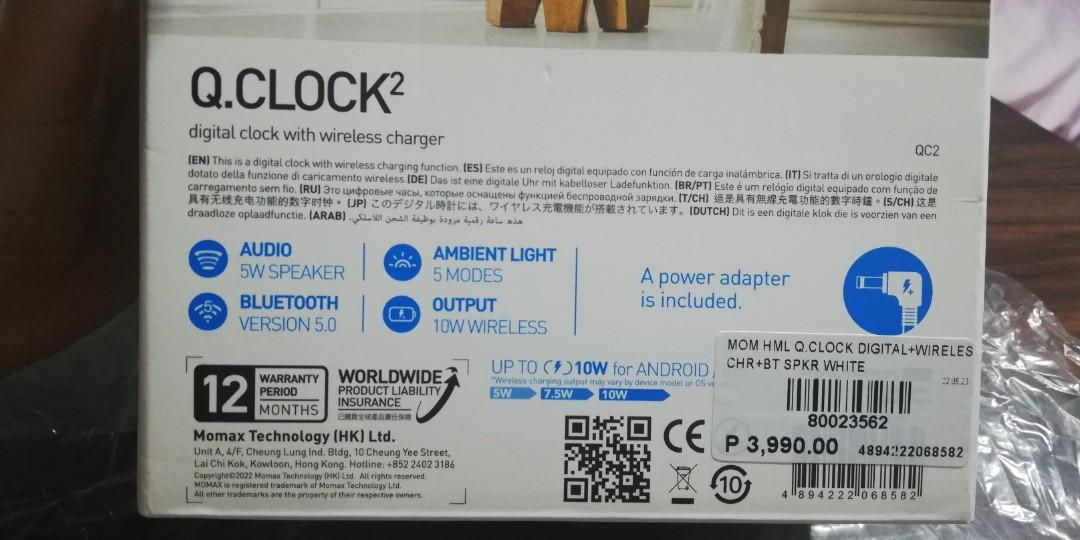 Momax Q.Clock2 Digital Clock with Wireless Charger and Bluetooth